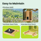Feeder Bamboo com IA grátis para sempre e energia solar