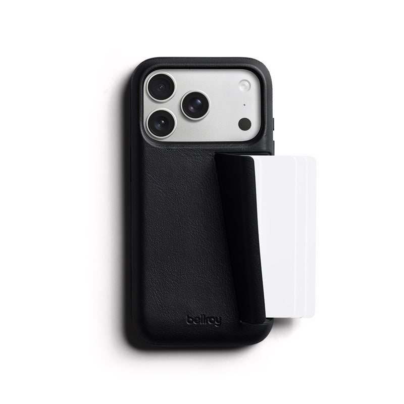 Capa de couro Premium 3 Cartões iPhone 18 Pro / 17 Pro Preto