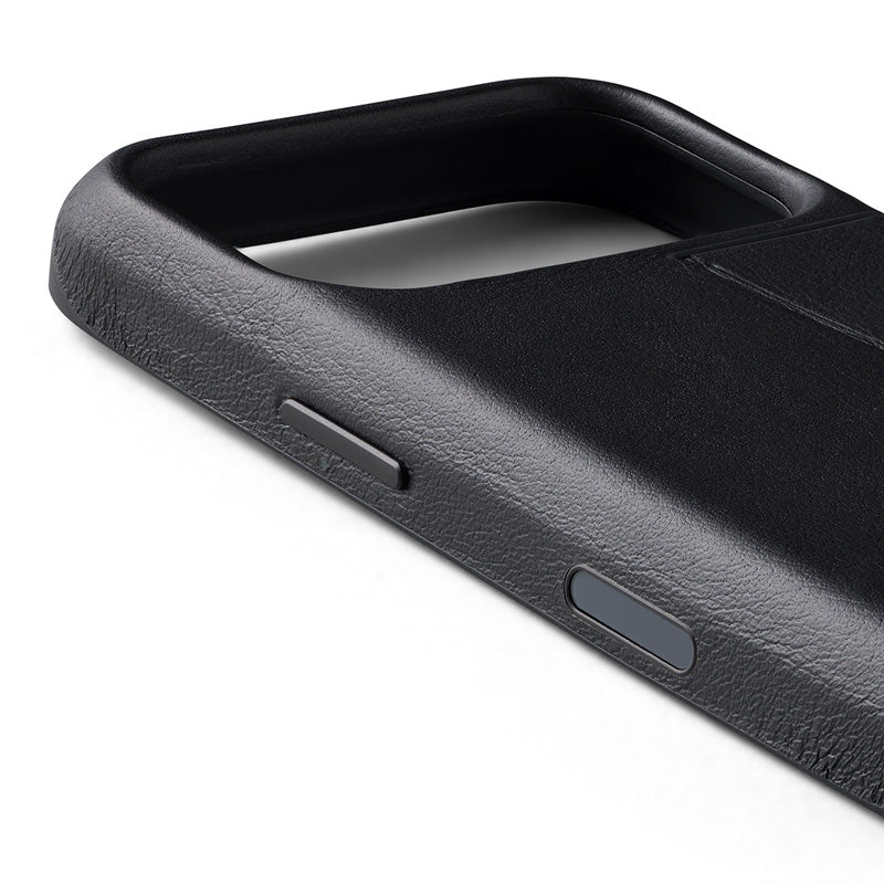 Capa de couro Premium 3 Cartões iPhone 18 Pro / 17 Pro Preto