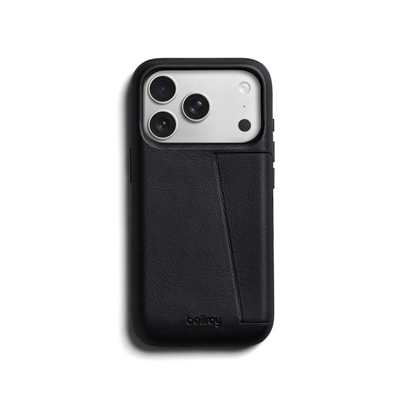 Capa de couro Premium 3 Cartões iPhone 18 Pro / 17 Pro Preto