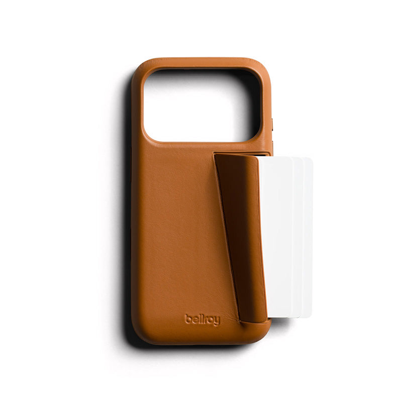 Capa de Couro Premium 3 Cartões iPhone 18 Pro Tan