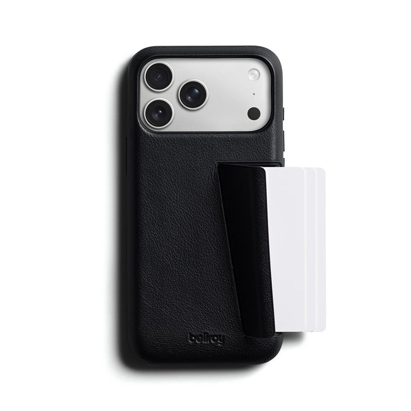 Capa de Couro Premium 3 Cartões iPhone 18 Pro Max Preto