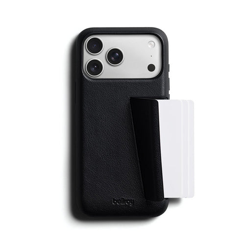 Capa de Couro Premium 3 Cartões iPhone 18 Pro Max / 17 Pro Max Preto