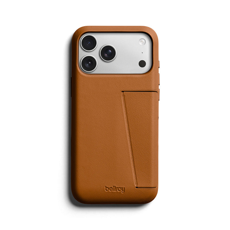 Capa de Couro Premium 3 Cartões iPhone 18 Pro Max Tan