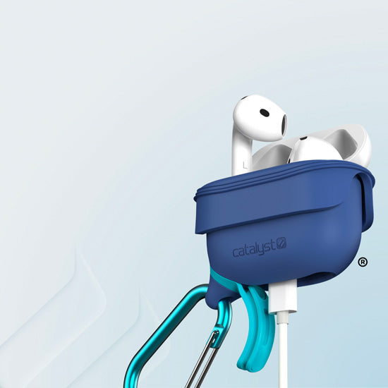 Capa Waterproof com Mosquetão para AirPods 4 Azul