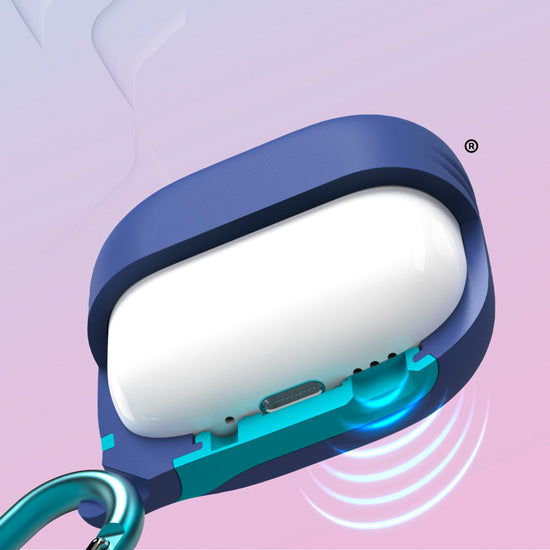 Capa Waterproof com Mosquetão para AirPods 4 Azul
