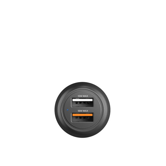 CarPower Carregador de Carro 30W Porta Dupla USB-A Preto