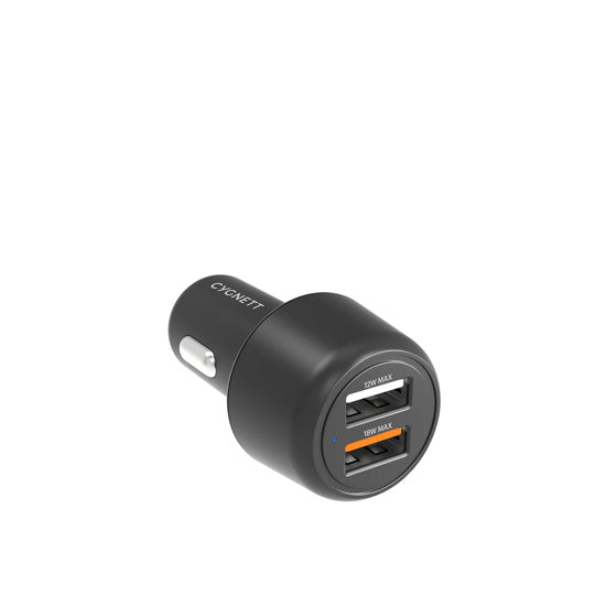 CarPower Carregador de Carro 30W Porta Dupla USB-A Preto