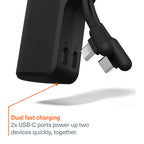 Thumboost Power Bank 5,000mAh + Combo de Cabo USB-C Preto