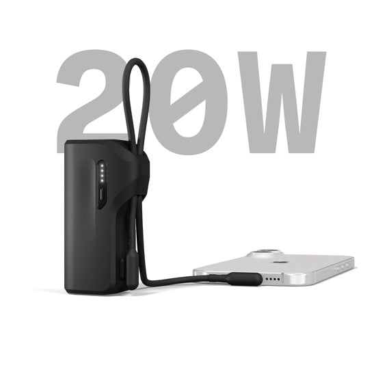 Thumboost Power Bank 5,000mAh + Combo de Cabo USB-C Preto