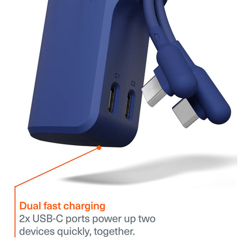 Power Bank Thumboost 5.000mAh + Combo Cabo USB-C Azul