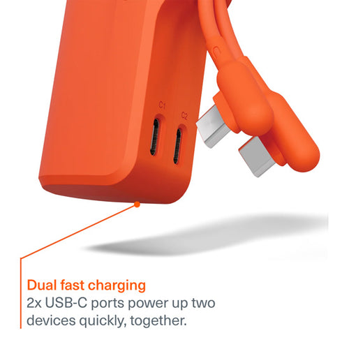 Pack Power Bank Thumboost 5,000mAh + Cabo USB-C Laranja