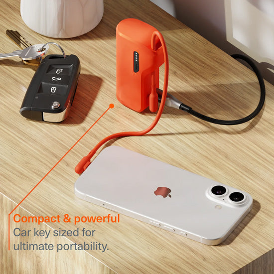 Pack Power Bank Thumboost 5,000mAh + Cabo USB-C Laranja