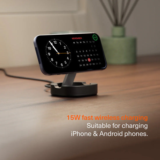 Carregador sem fios magnético dobrável Qi2 ChargeBase Preto