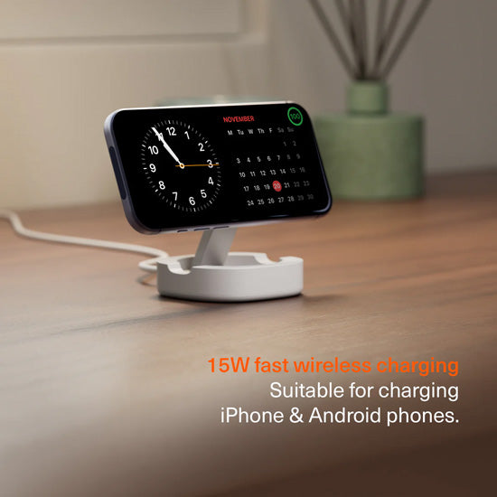 Carregador sem fio magnético dobrável Qi2 ChargeBase Branco