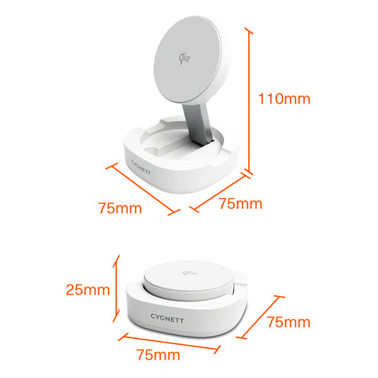 Carregador sem fio magnético dobrável Qi2 ChargeBase Branco