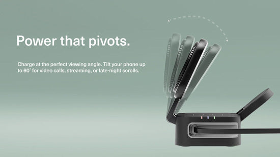 Carregador sem fios dobrável 3 em 1 MagStand com cabo retrátil Preto