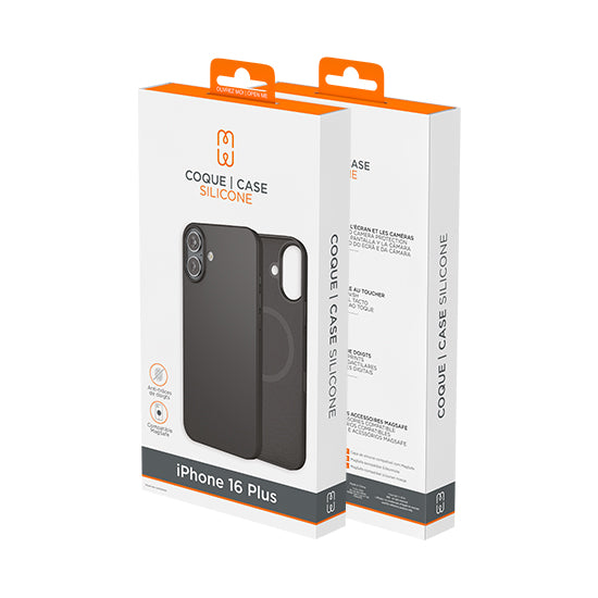 Capa de silicone MagSafe iPhone 16 Plus Preta