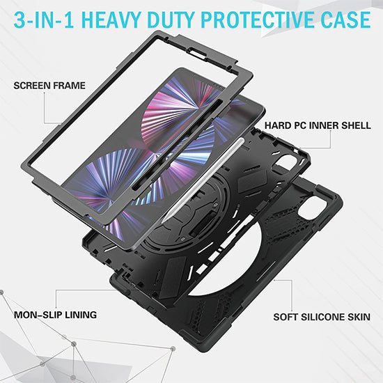 Capa Securit Rotativa iPad Pro 12.9 (2021/22 - 5/6ª ger.) Preto Polybag