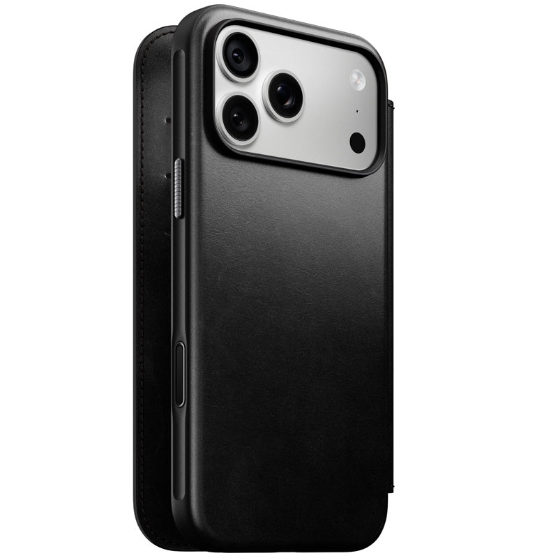 Folio de Couro Modern Horween iPhone 18 Pro Max / 17 Pro Max Preto