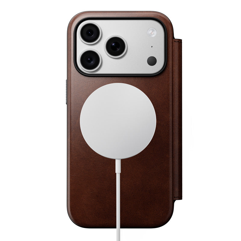 Folio de Couro Modern Horween iPhone 18 Pro / 17 Pro Rustic Brown