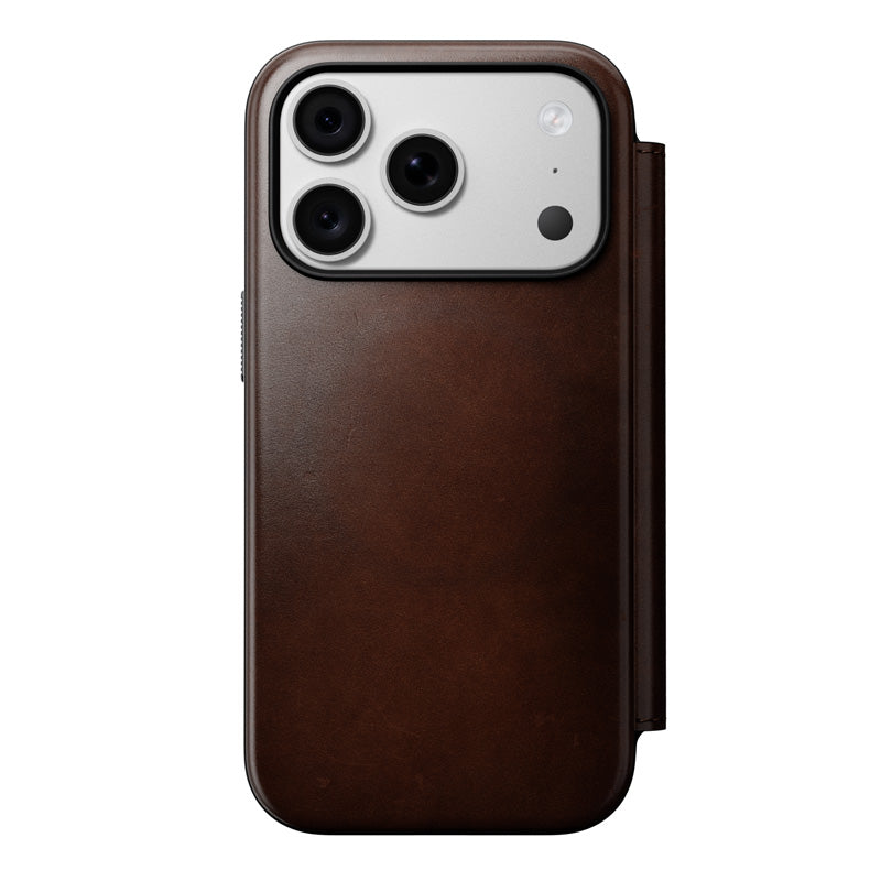 Folio de Couro Modern Horween iPhone 18 Pro / 17 Pro Rustic Brown
