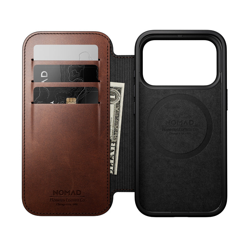 Folio de Couro Modern Horween iPhone 18 Pro / 17 Pro Rustic Brown