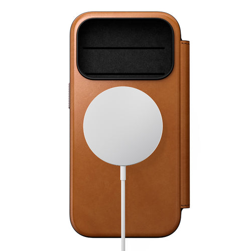 Folio Modern em couro iPhone 18 Pro / iPhone 17 Pro English Tan