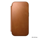 Folio Modern de couro iPhone 18 Pro English Tan