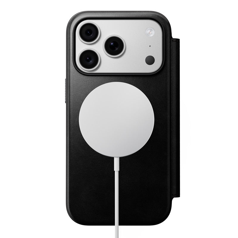 Folio de Couro Modern Horween iPhone 18 Pro / 17 Pro Preto