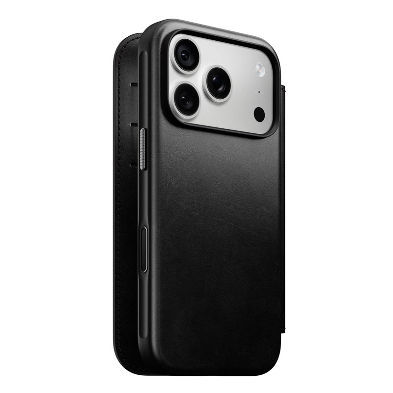 Folio de Couro Modern Horween iPhone 18 Pro / 17 Pro Preto