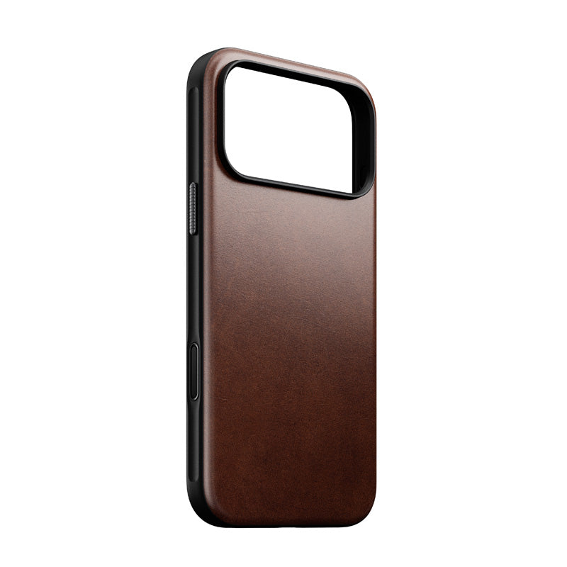 Capa Modern Horween de couro para iPhone 18 Pro Max / 17 Pro Max Rustic Brown