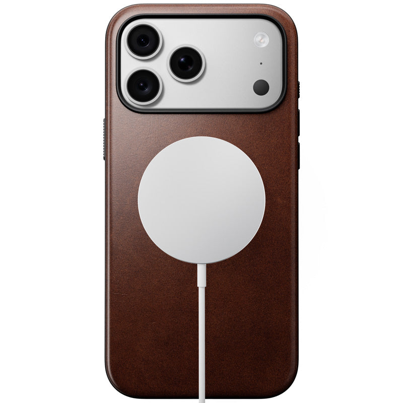 Capa Modern Horween de couro para iPhone 18 Pro Max / 17 Pro Max Rustic Brown