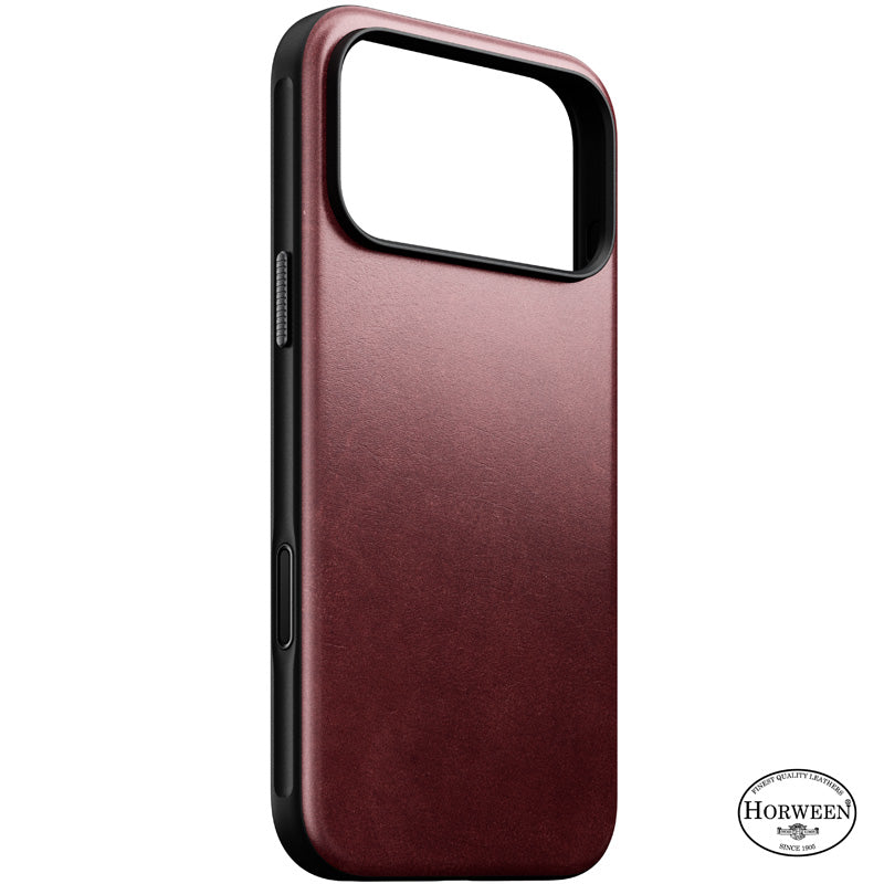 Capa Modern Horween de couro iPhone 18 Pro Max Burgundy