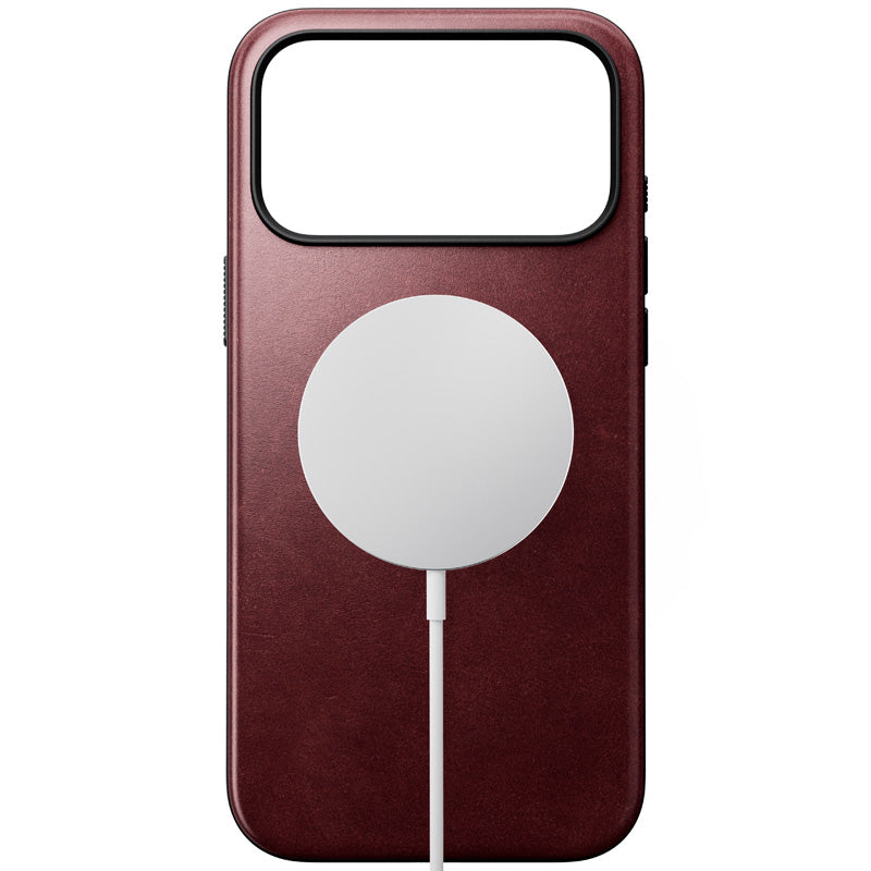 Capa Modern Horween de couro iPhone 18 Pro Max Burgundy