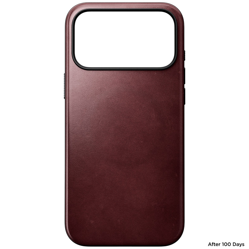 Capa Modern Horween de couro iPhone 18 Pro Max Burgundy
