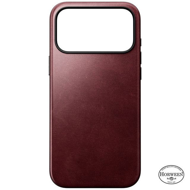 Capa de couro Modern Horween iPhone 18 Pro Max / 17 Pro Max Burgundy
