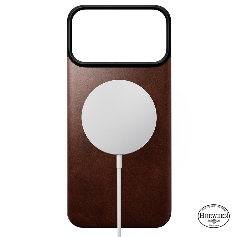 Capa traseira magnética de couro Horween iPhone 18 Pro Max Rustic Brown