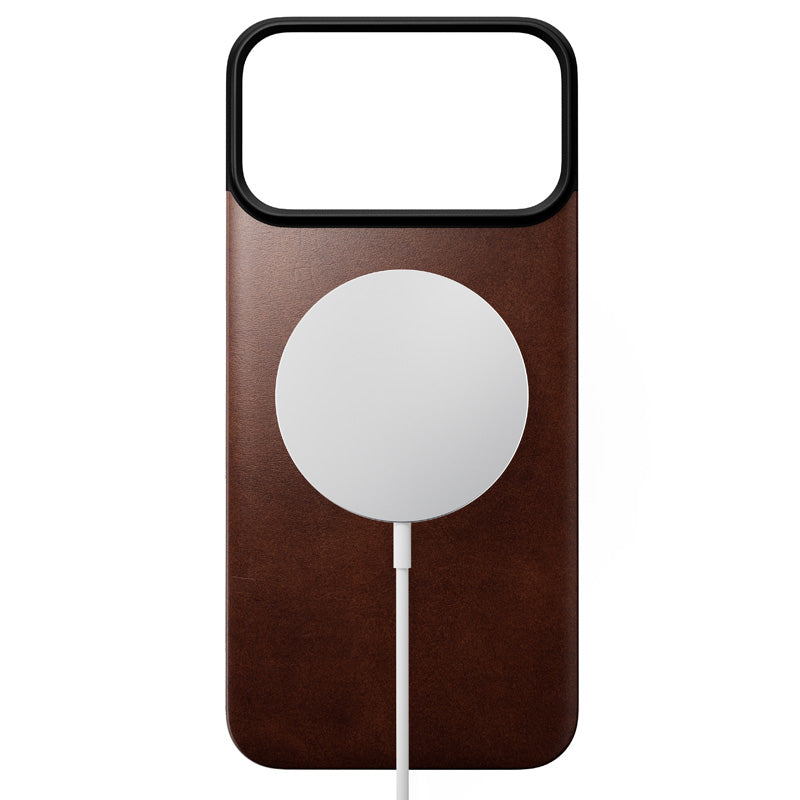 Capa traseira magnética de couro Horween iPhone 18 Pro Max Rustic Brown