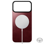 Capa traseira magnética de couro Horween iPhone 18 Pro Max Burgundy
