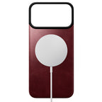 Capa traseira magnética de couro Horween iPhone 18 Pro Max Burgundy