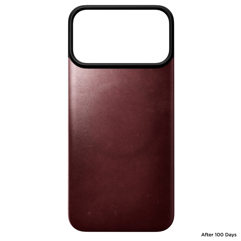 Capa traseira magnética de couro Horween iPhone 18 Pro Max Burgundy