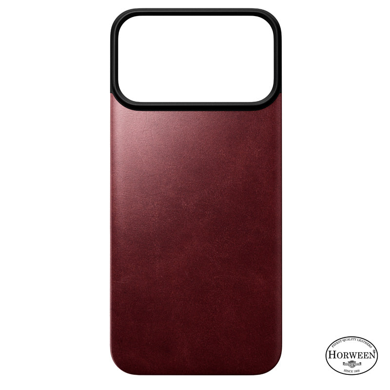 Capa traseira magnética de couro Horween iPhone 18 Pro Max Burgundy