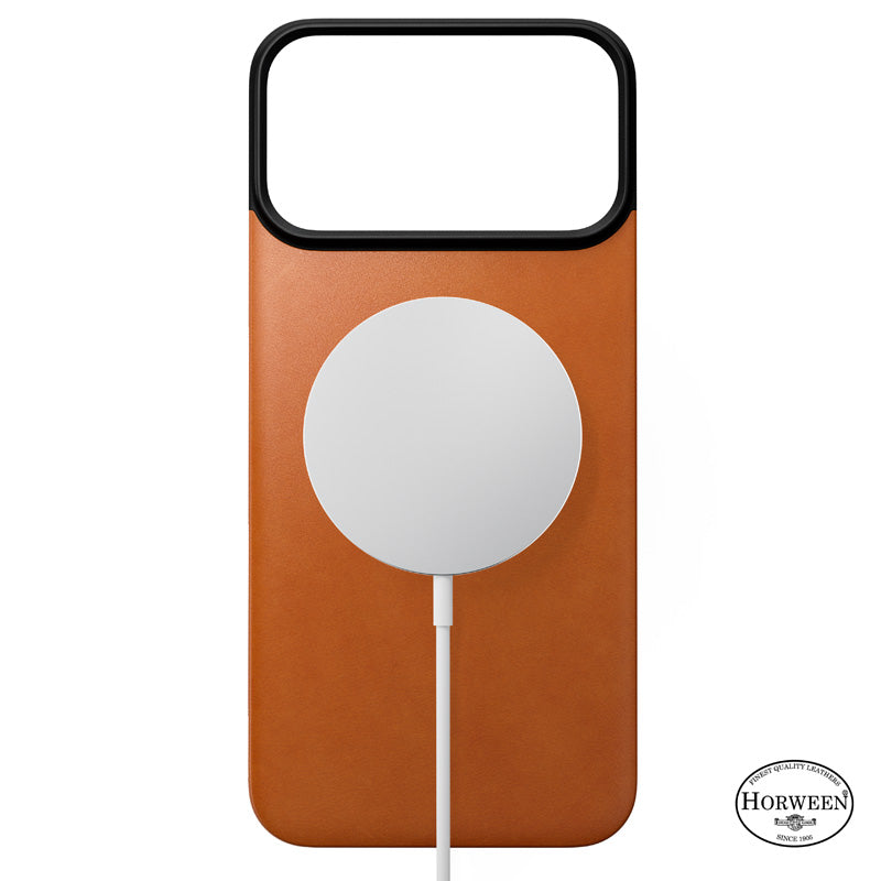 Capa traseira magnética de couro Horween iPhone 18 Pro Max Saddle