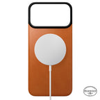 Capa traseira magnética de couro Horween iPhone 18 Pro Max Saddle