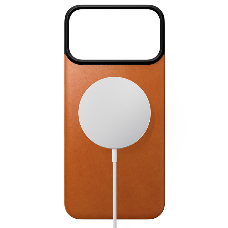 Capa traseira magnética de couro Horween iPhone 18 Pro Max Saddle