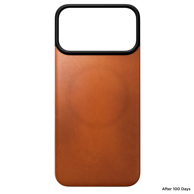 Capa traseira magnética de couro Horween iPhone 18 Pro Max Saddle