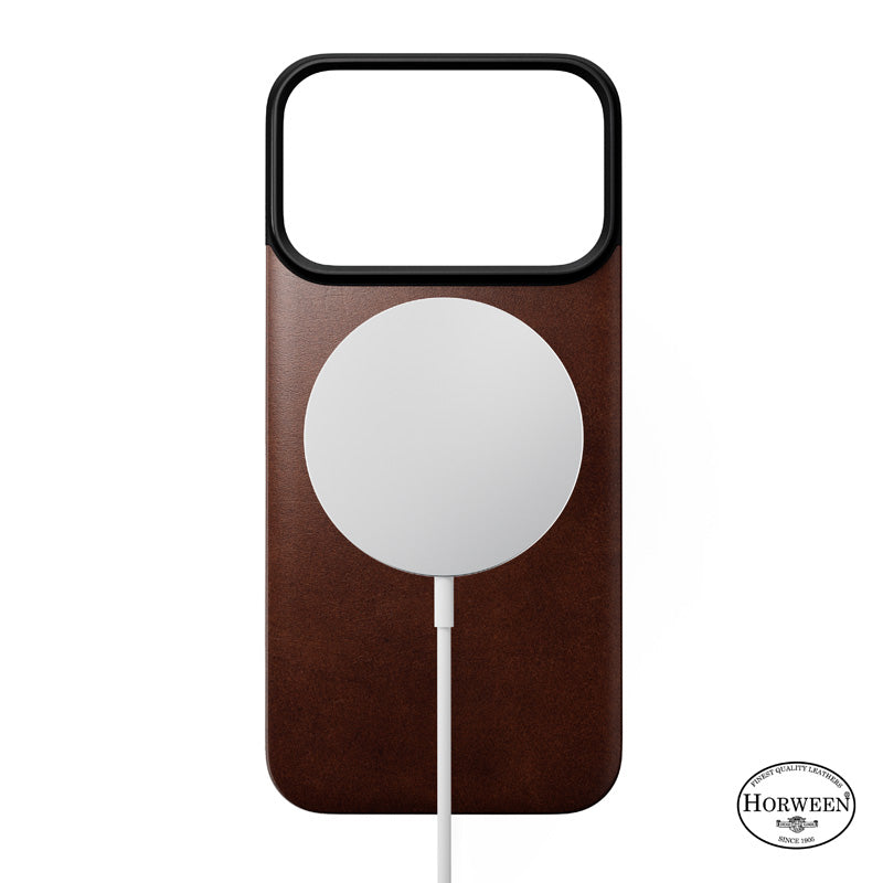 Capa traseira magnética de couro Horween iPhone 18 Pro Rustic Brown