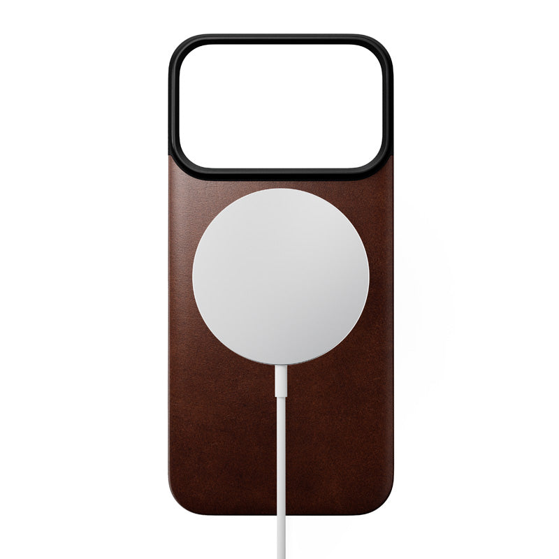 Capa traseira magnética de couro Horween iPhone 18 Pro Rustic Brown