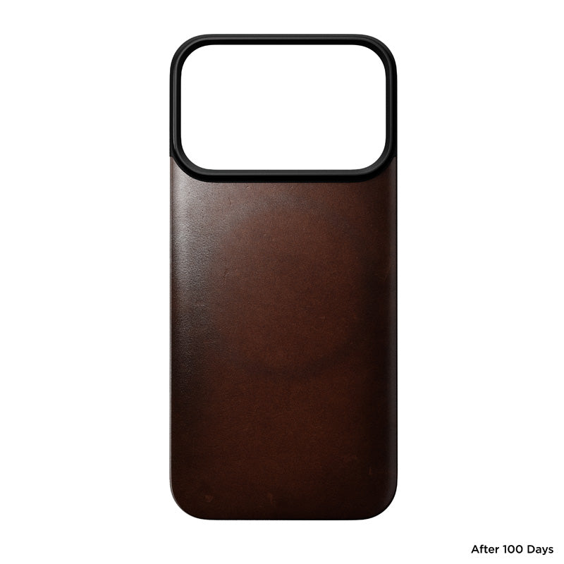 Capa traseira magnética de couro Horween iPhone 18 Pro Rustic Brown